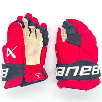 Bauer Vapor Hyperlite - Gants d'occasion NHL Pro Stock - Martin Necas (rouge/noir)